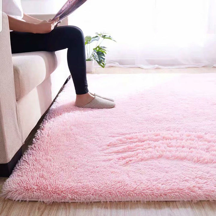 Fluffy, ensfarget lilla teppe, flerfarget fritidsteppe, syntetisk, vaskbart, kjæledyrvennlig, sklisikkert teppe til stuen