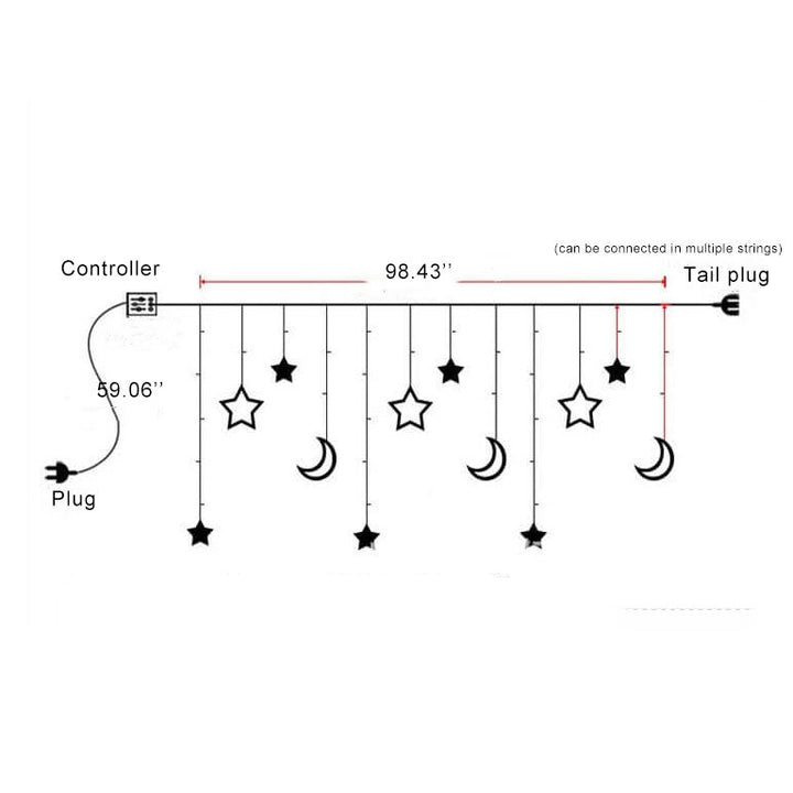 Skanto | Star Moon LED Festival Decoration Atmosphere Decoration Plastic String Lights