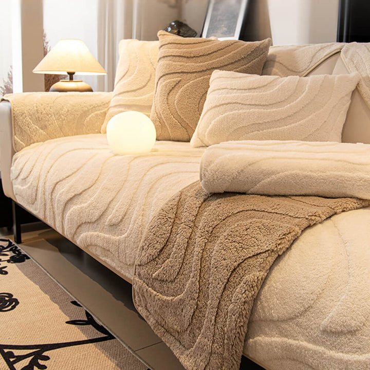 Varm Plush Bøyd Jacquard Rutsjefri Sofa Beskyttelsestrekk | Skanto