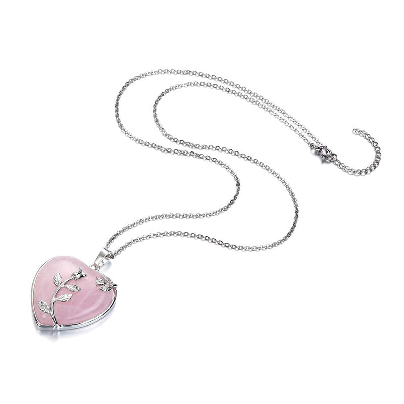 Skanto | Stilig hjerteformet rosekvarts halskjede - Amara