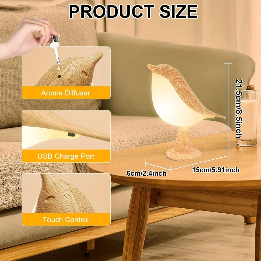 BrightNest - USB LED Fugl Bordlampe med Touch Skanto