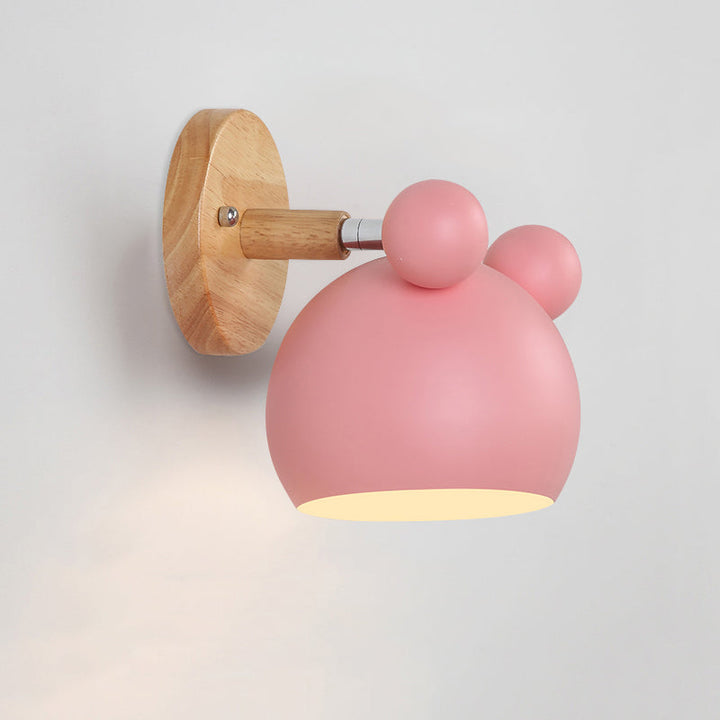 Swivel Shade Barnerom Vegglampe Metall 1 Lyspære Macaron Leselys med Tredekor | Skanto