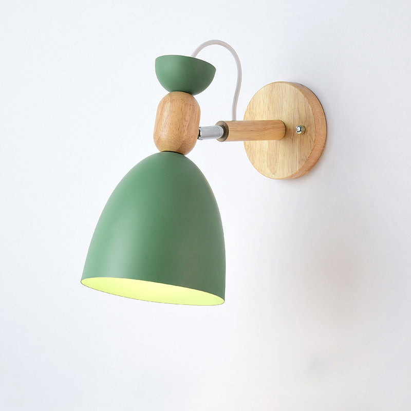 Swivel Shade Barnerom Vegglampe Metall 1 Lyspære Macaron Leselys med Tredekor | Skanto