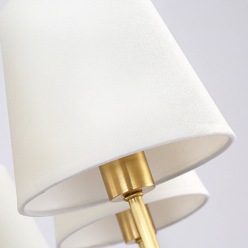 Messing Kegle Vegglampe Retro Hvit Stoffskjerm 1/2 Lyspærer Spisestue Vegglampe Belysning | Skanto