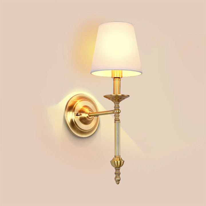 Messing Kegle Vegglampe Retro Hvit Stoffskjerm 1/2 Lyspærer Spisestue Vegglampe Belysning | Skanto