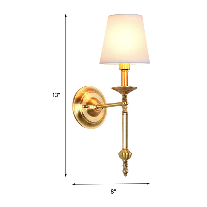 Messing Kegle Vegglampe Retro Hvit Stoffskjerm 1/2 Lyspærer Spisestue Vegglampe Belysning | Skanto