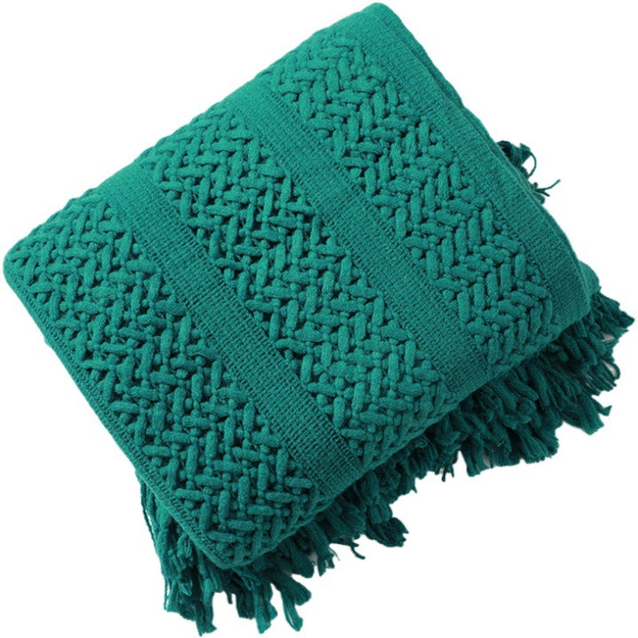 Kvinnenes strikkede teppe med elegante frynser Skanto