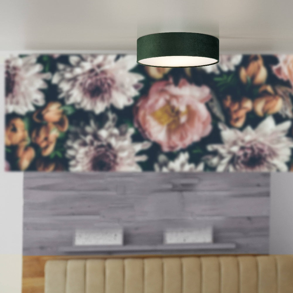 Skanto | Grønn Fløyel & Opal Diffuser Vintage Rund Flush Trommel Lys 38cm