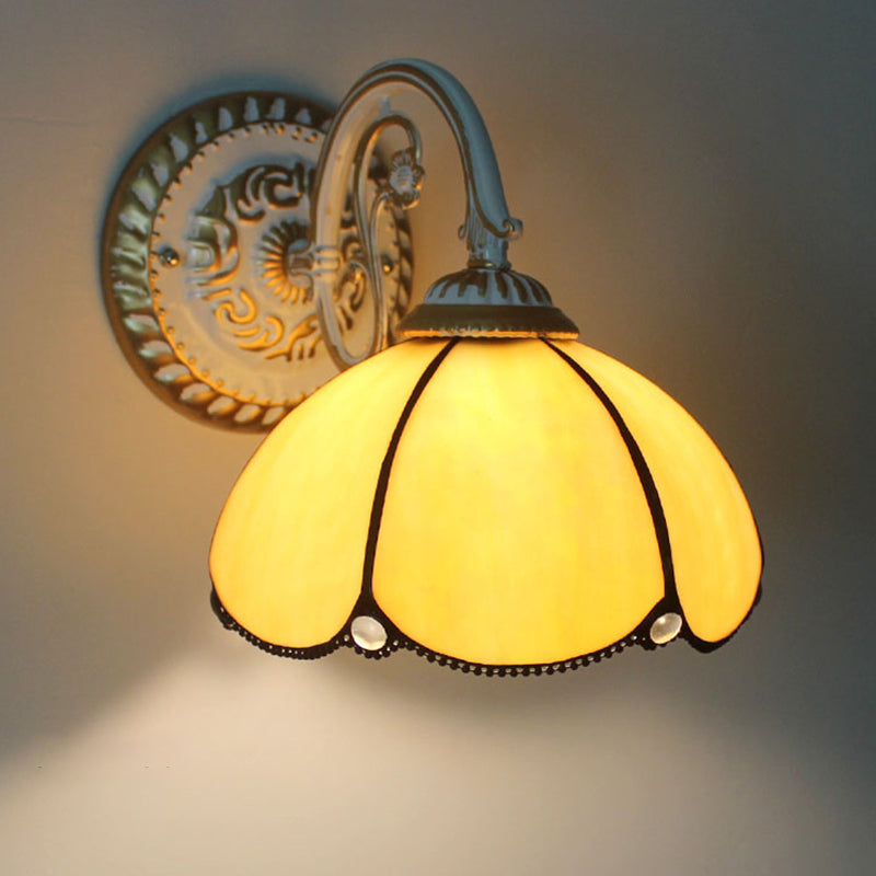 Vegglampe med én skjerm, Tiffany-stil, håndlaget glassvegglampe til stuen