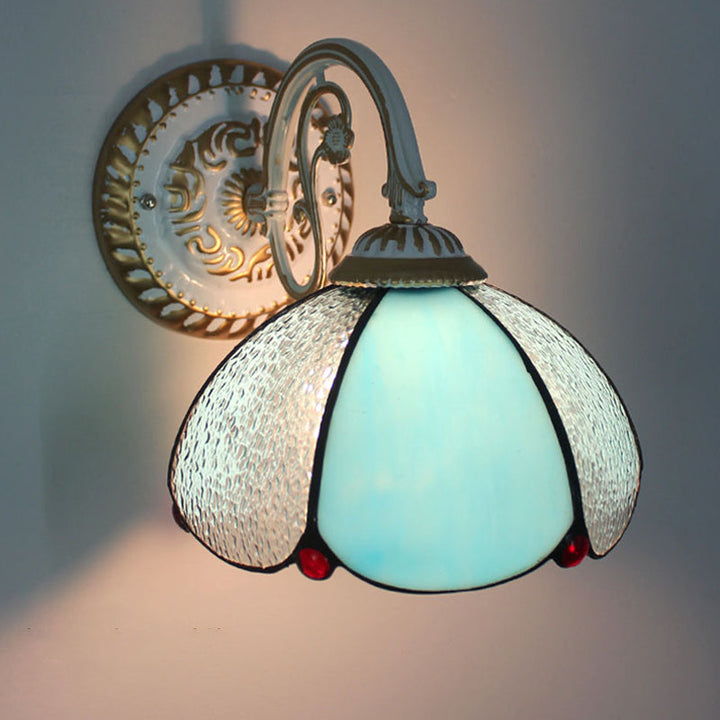 Vegglampe med én skjerm, Tiffany-stil, håndlaget glassvegglampe til stuen