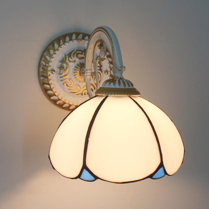 Vegglampe med én skjerm, Tiffany-stil, håndlaget glassvegglampe til stuen
