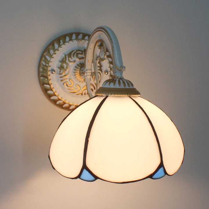 Vegglampe med én skjerm, Tiffany-stil, håndlaget glassvegglampe til stuen