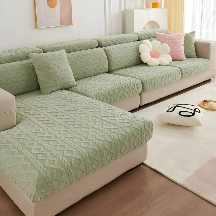 Samt-sofa trekk med diamantmønster – Myk & Luksuriøs | Perfekt passform for enhver sofa | Skanto