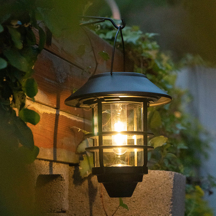 Samtidig Retro Sol Vannavstøtende Aluminium Glass Lantern Sylinder 1-Lys Hengende Vegglampe For Utendørs Patio | Skanto
