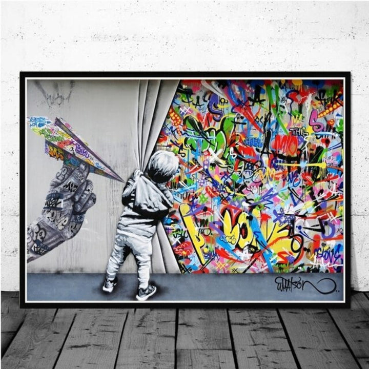 Pop Art Gatekunst - Lerret Veggkunst Maleri