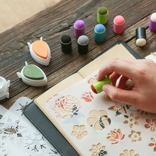 Skanto | FINGERART – Fargerik fingermaling-sett med stempler og linjaler for kreative barn