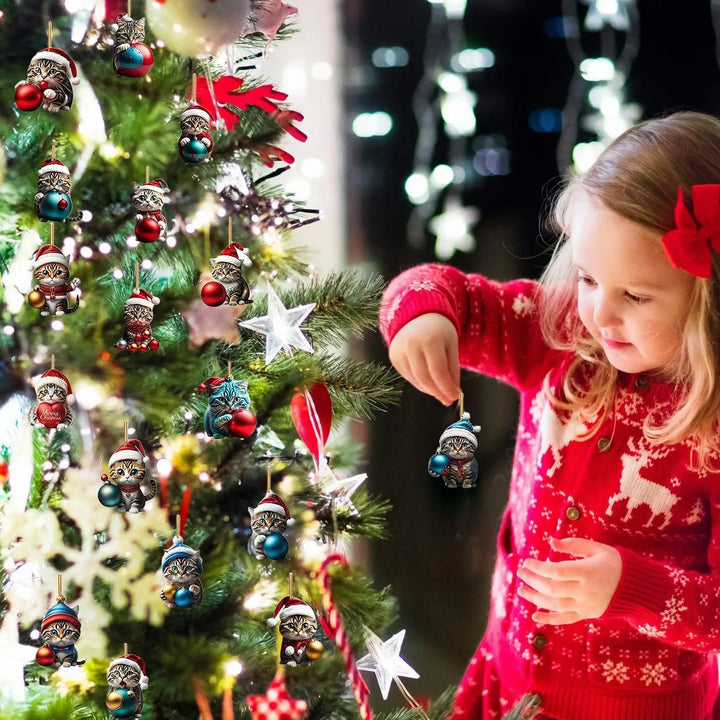 Skanto | 24-delt katte juletrepynt sett av holdbar akryl for adventskalender dekorasjon