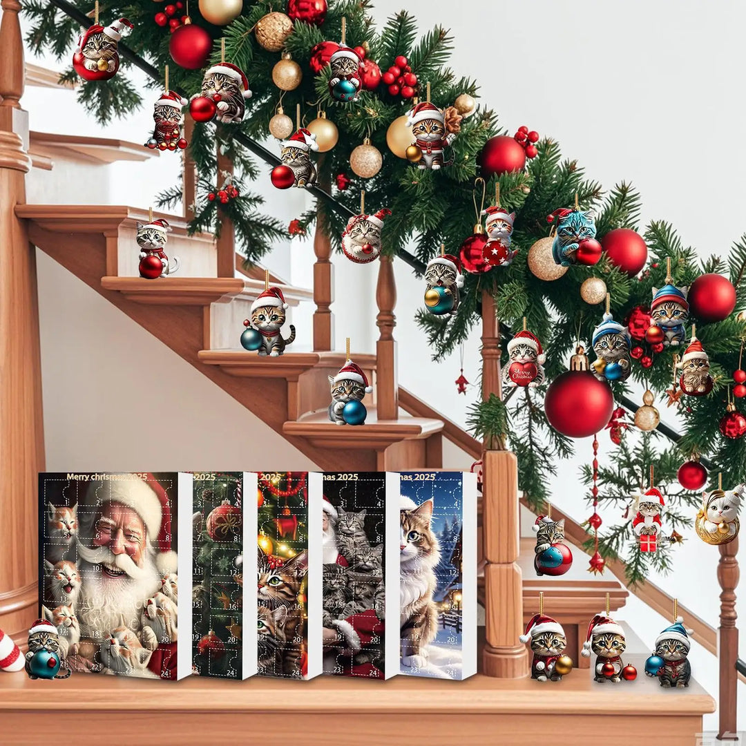 Skanto | 24-delt katte juletrepynt sett av holdbar akryl for adventskalender dekorasjon