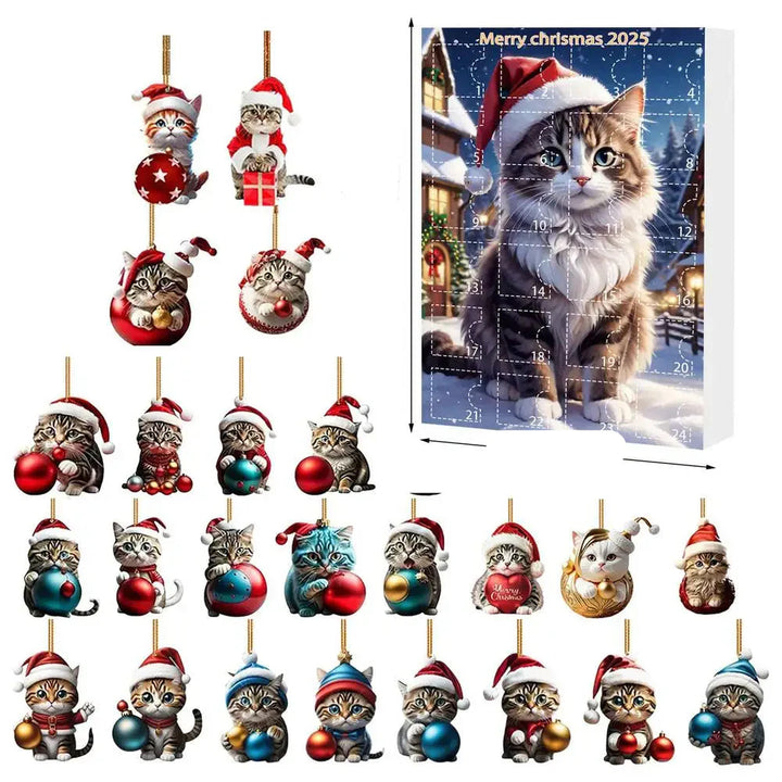 Skanto | 24-delt katte juletrepynt sett av holdbar akryl for adventskalender dekorasjon