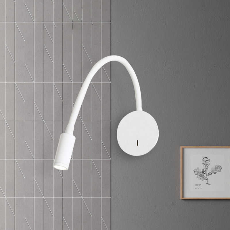 Justerbar sylinder lesing vegglampe moderne silikon og metall LED svart/hvit sconce lampe | Skanto