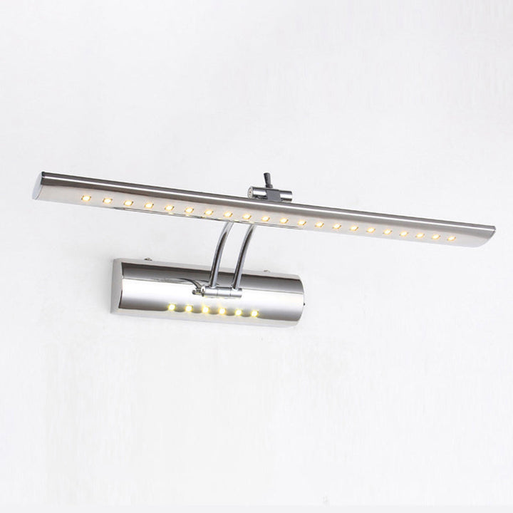 Lineær vegglampe med nikkelfinish, moderne stil, 16"/21,5" bred, LED metallisk sminkebelysning i hvitt/varmt lys