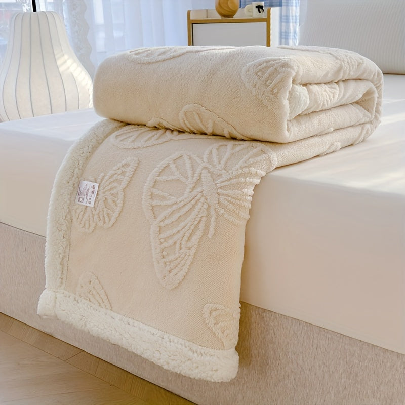 Cozy Luxe – Myk Fleece Teppe med Sommerfugl Design Skanto