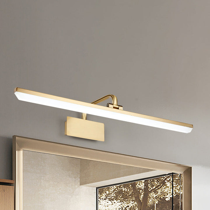 LED Innendørs Vegglampe med Ultra-Tynn Akrylskjerm Børstet Messing Vanity Sconce Lys i Varme/Hvit Belysning, 16"/19.5" B | Skanto