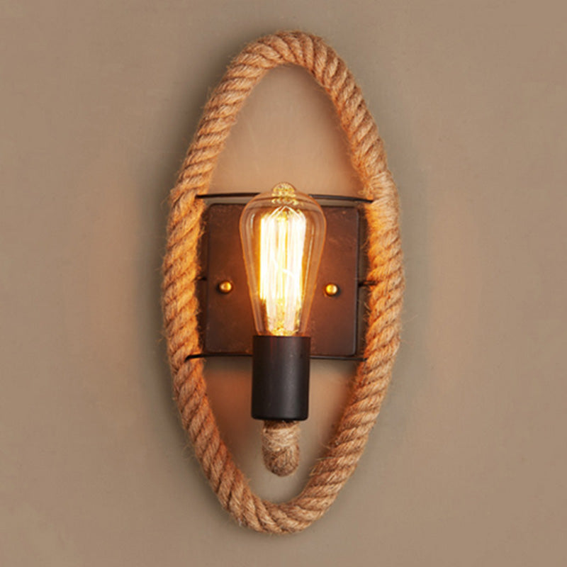 Skanto | Løpeform Tau Vegglampe Rustikk 1-Hode Gang Vegglampe med Spor Lysdesign i Tre
