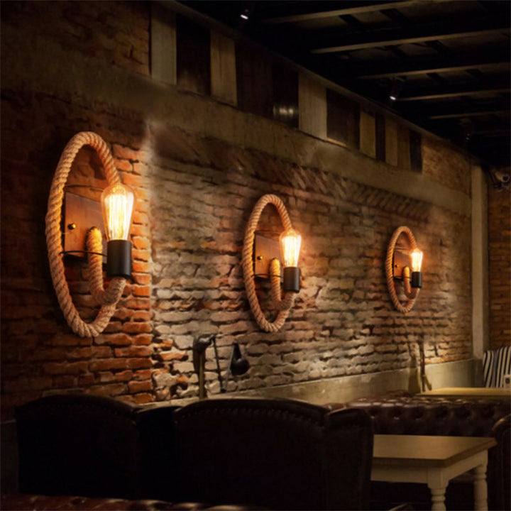 Skanto | Løpeform Tau Vegglampe Rustikk 1-Hode Gang Vegglampe med Spor Lysdesign i Tre