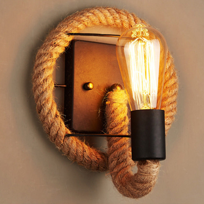 Skanto | Løpeform Tau Vegglampe Rustikk 1-Hode Gang Vegglampe med Spor Lysdesign i Tre