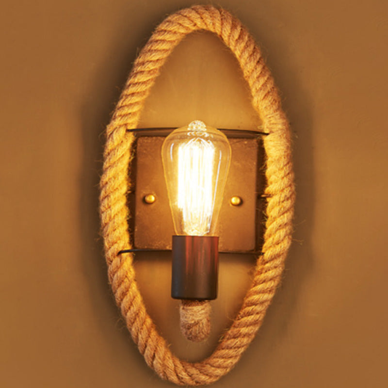 Skanto | Løpeform Tau Vegglampe Rustikk 1-Hode Gang Vegglampe med Spor Lysdesign i Tre