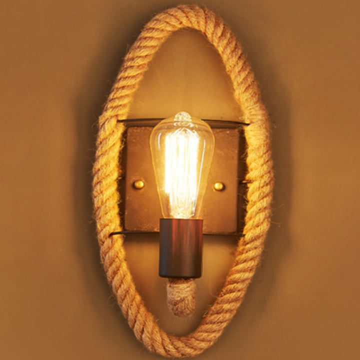Skanto | Løpeform Tau Vegglampe Rustikk 1-Hode Gang Vegglampe med Spor Lysdesign i Tre