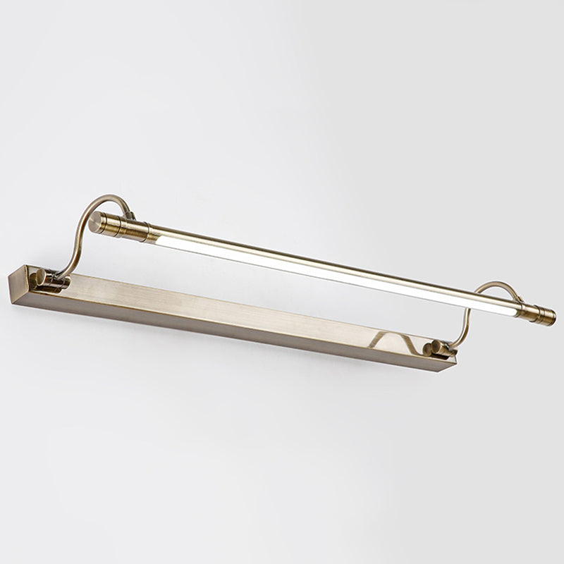 Nickel Finish Metall Vanity Lampe Tubular Landstil Vegglampe med Justerbar Buet Arm | Skanto