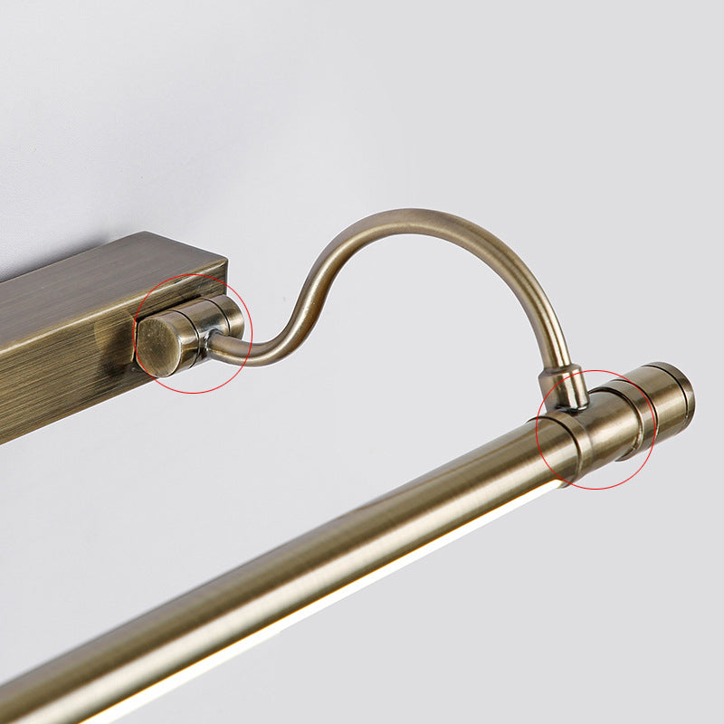 Nickel Finish Metall Vanity Lampe Tubular Landstil Vegglampe med Justerbar Buet Arm | Skanto