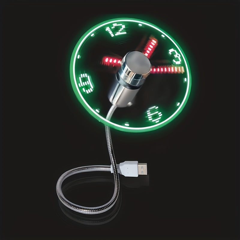 USB skrivebordsvifte med LED klokkevisning | Skanto