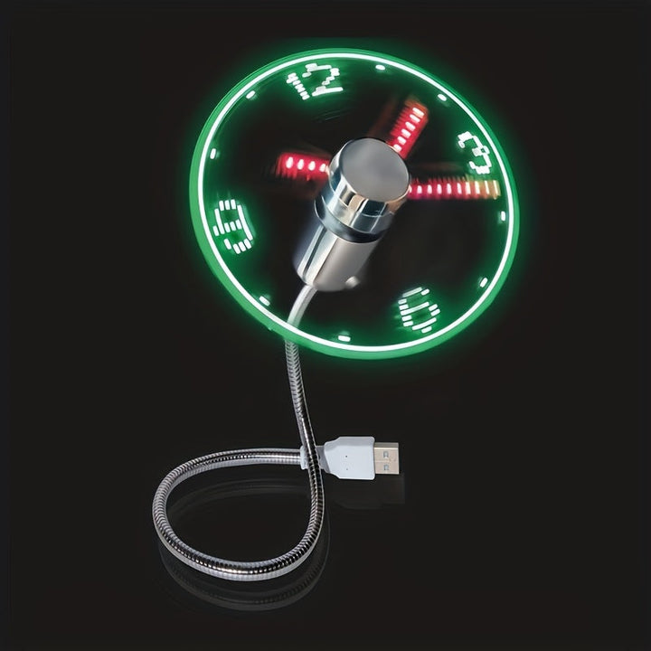 USB skrivebordsvifte med LED klokkevisning | Skanto