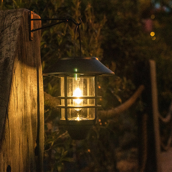 Samtidig Retro Sol Vannavstøtende Aluminium Glass Lantern Sylinder 1-Lys Hengende Vegglampe For Utendørs Patio | Skanto