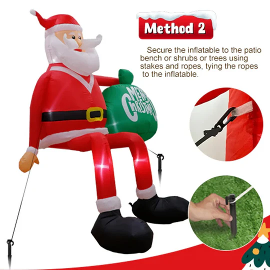 Gigantische 8FT LED Aufblasbare Kletter-Santa | Premium, Wasserdicht Außen Weihnachtsdekoration