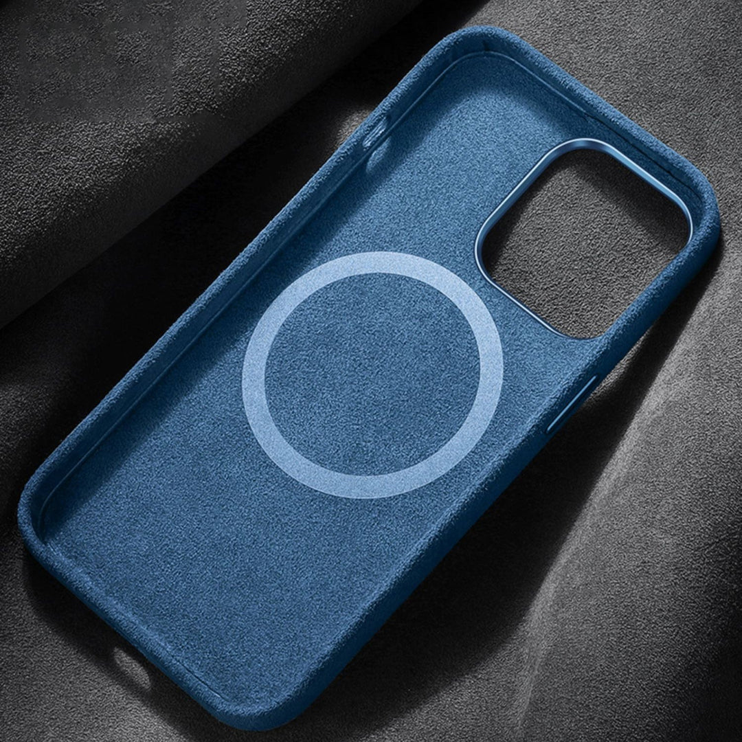 Magnetisk deksel i italiensk Alcantara til iPhone
