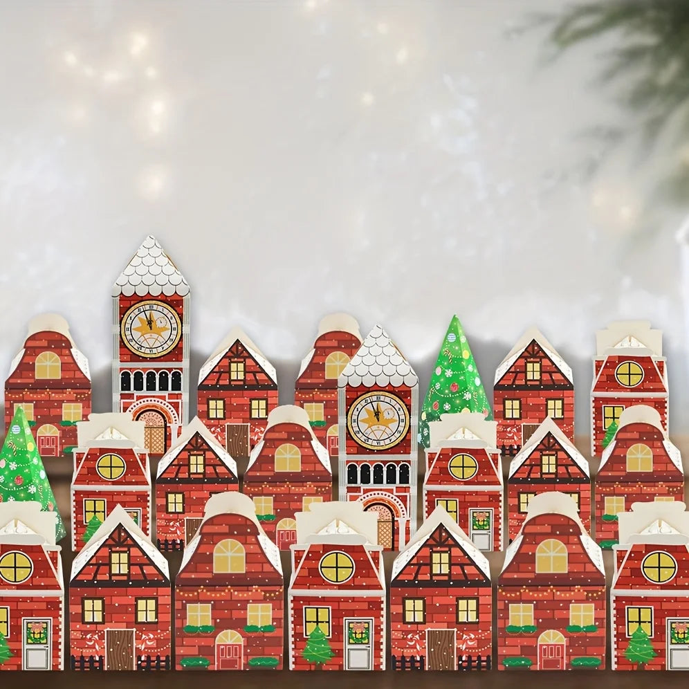 Skanto | Jule Adventskalenderbokser – Festlig Emballasje med Pepperkakehus Design