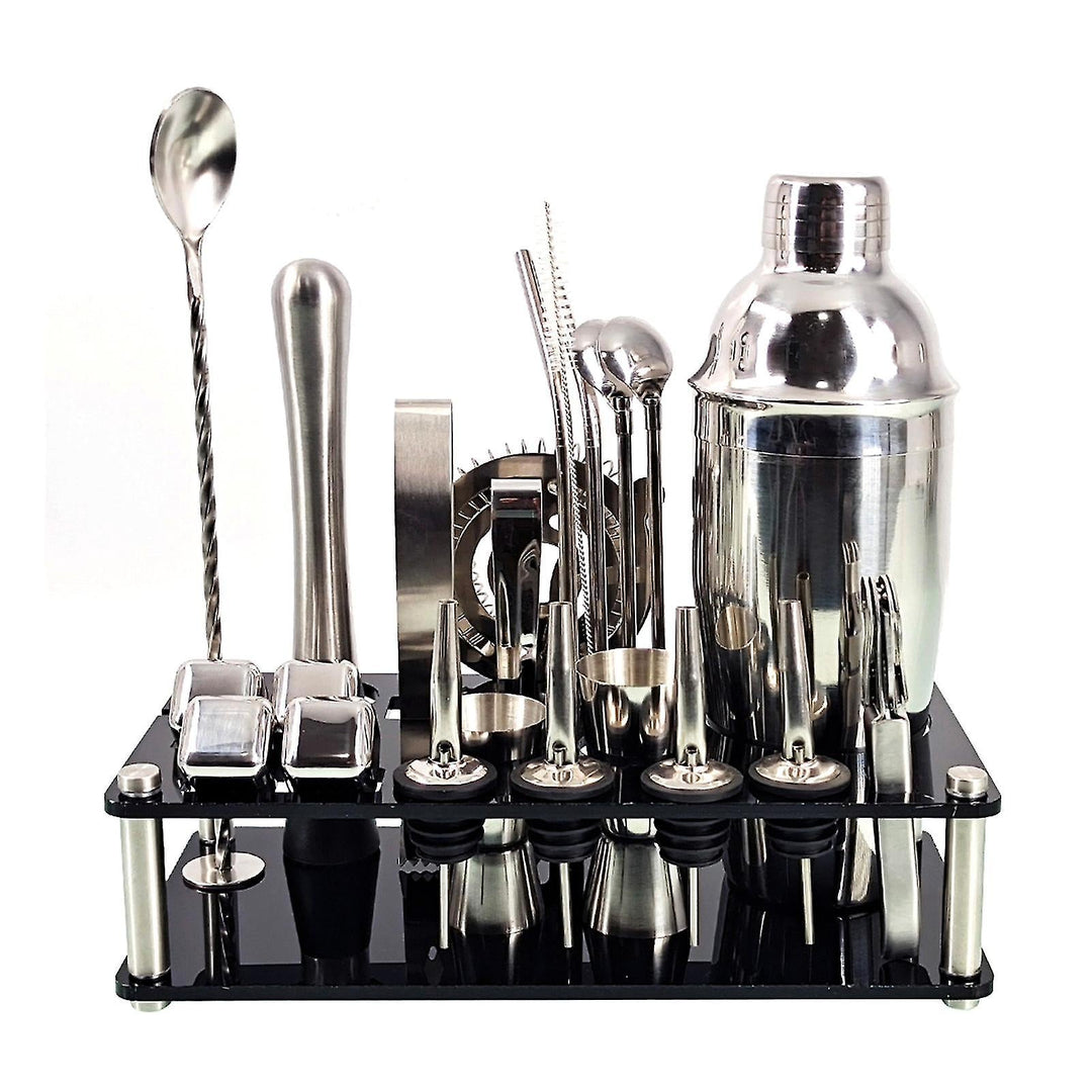 Skanto | 23pcs/Set Bartender Kit Profesjonell Allsidighet Rustfritt Stål Martini Cocktail Shaker med Stativ Bar Tilbehør