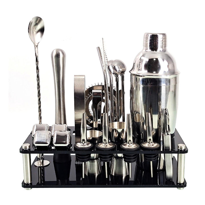 Skanto | 23pcs/Set Bartender Kit Profesjonell Allsidighet Rustfritt Stål Martini Cocktail Shaker med Stativ Bar Tilbehør