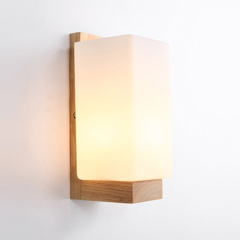 Japansk stil kuboid vegglampe med ett lys frosted glass veggbelysning i hvitt for kontor hotell | Skanto