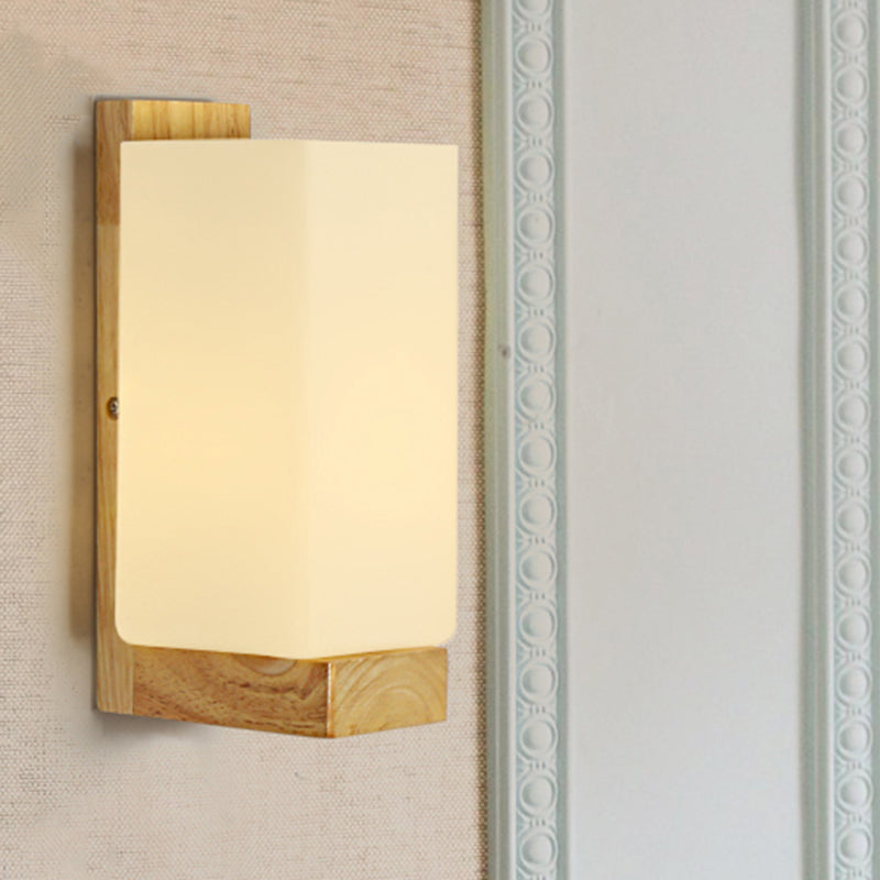 Japansk stil kuboid vegglampe med ett lys frosted glass veggbelysning i hvitt for kontor hotell | Skanto