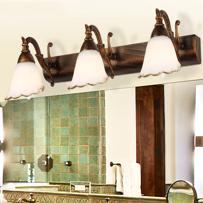 Skanto | Blomster Bad Vegglys Klassisk Opalglass 2/3/4 Lys Bronze/Hvit Sminke Belysning