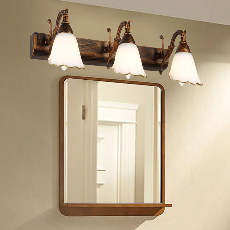 Skanto | Blomster Bad Vegglys Klassisk Opalglass 2/3/4 Lys Bronze/Hvit Sminke Belysning