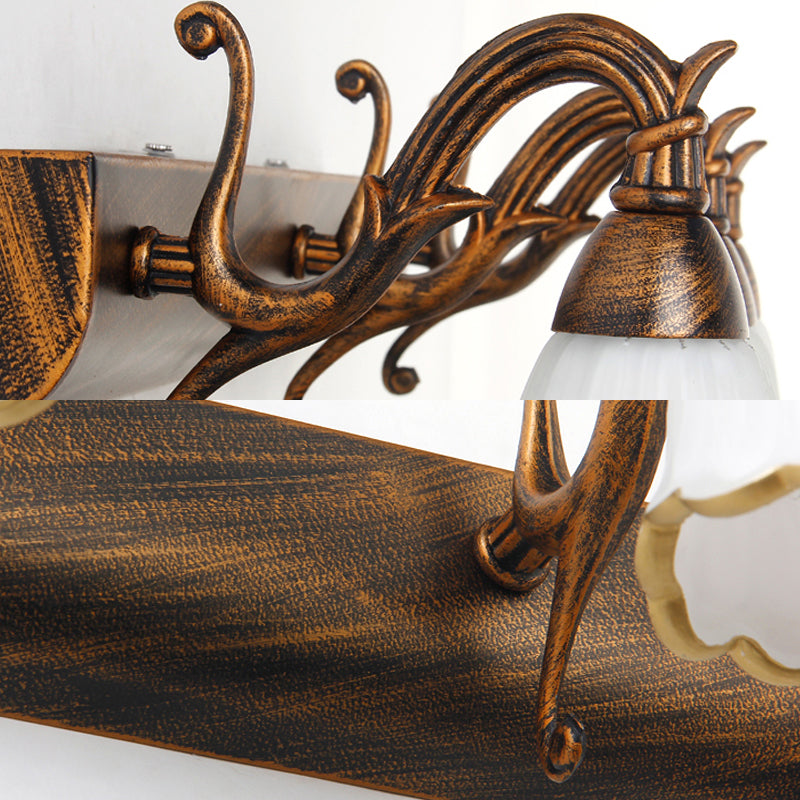 Skanto | Blomster Bad Vegglys Klassisk Opalglass 2/3/4 Lys Bronze/Hvit Sminke Belysning