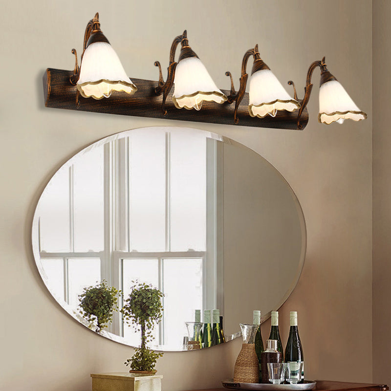 Skanto | Blomster Bad Vegglys Klassisk Opalglass 2/3/4 Lys Bronze/Hvit Sminke Belysning