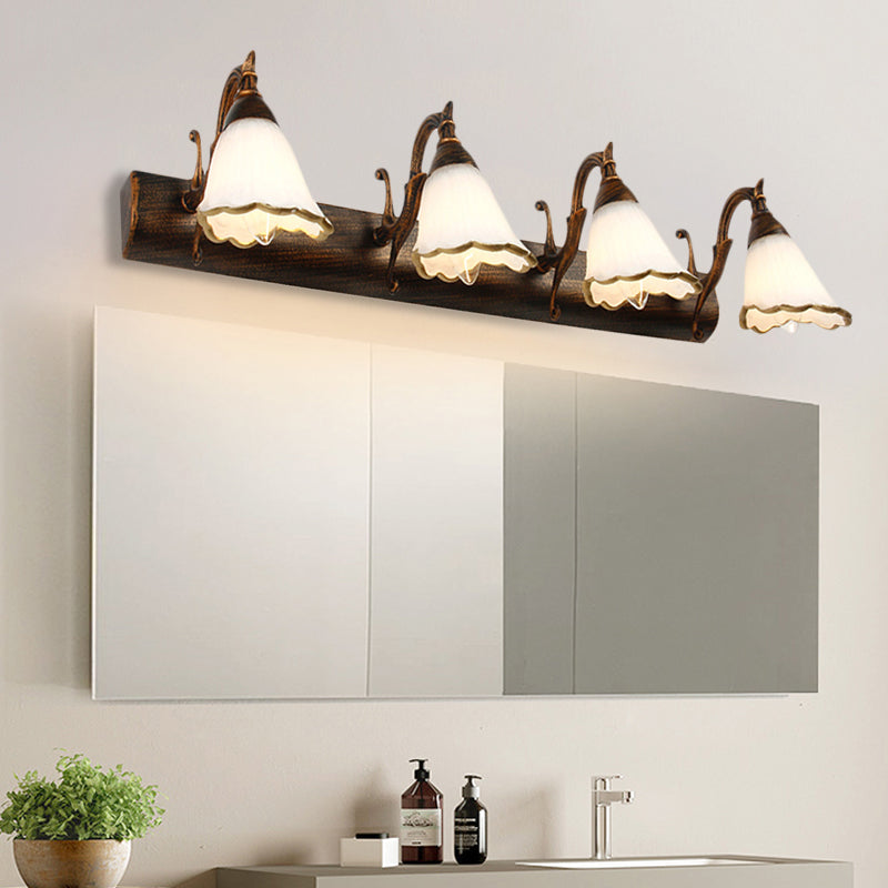 Skanto | Blomster Bad Vegglys Klassisk Opalglass 2/3/4 Lys Bronze/Hvit Sminke Belysning