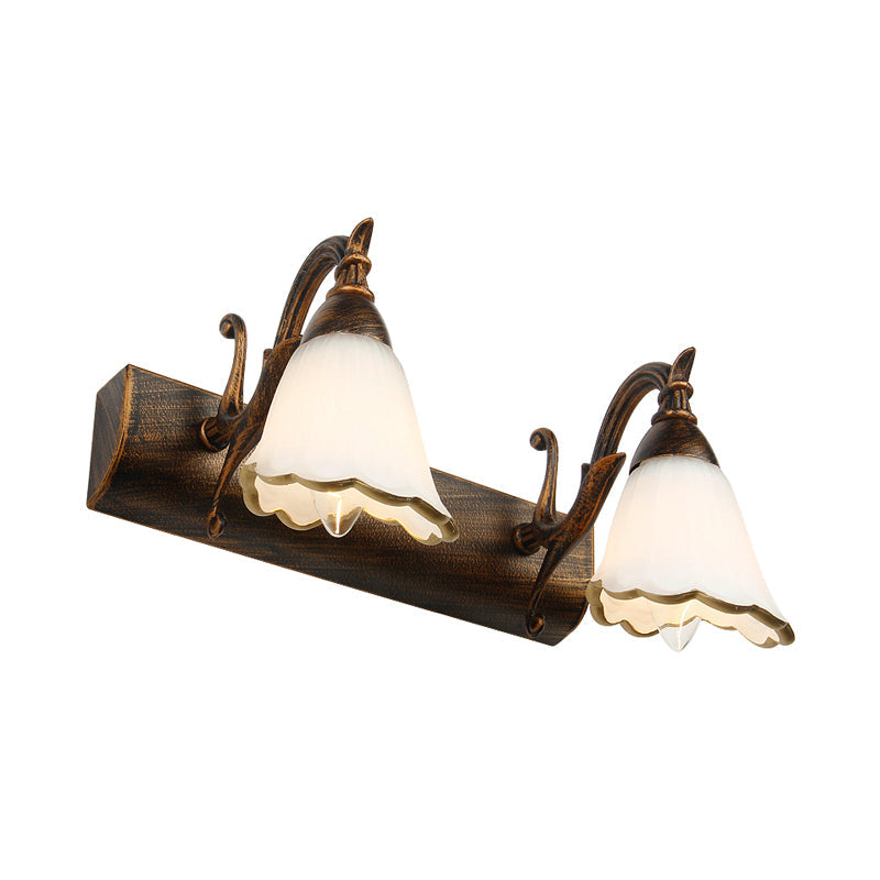 Skanto | Blomster Bad Vegglys Klassisk Opalglass 2/3/4 Lys Bronze/Hvit Sminke Belysning